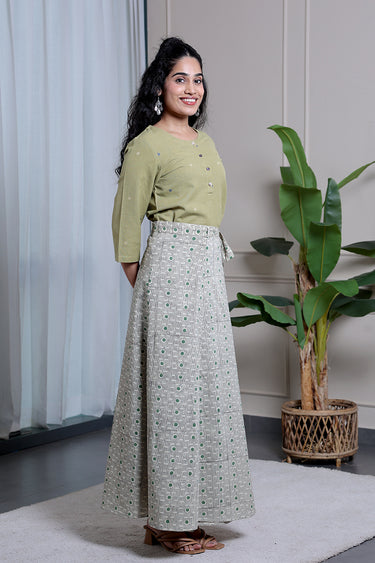 Green Black Bagru Cotton Wraparound