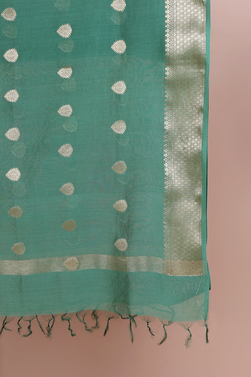Green Jaquard Banarasi Silk Dupatta DUPAT102349