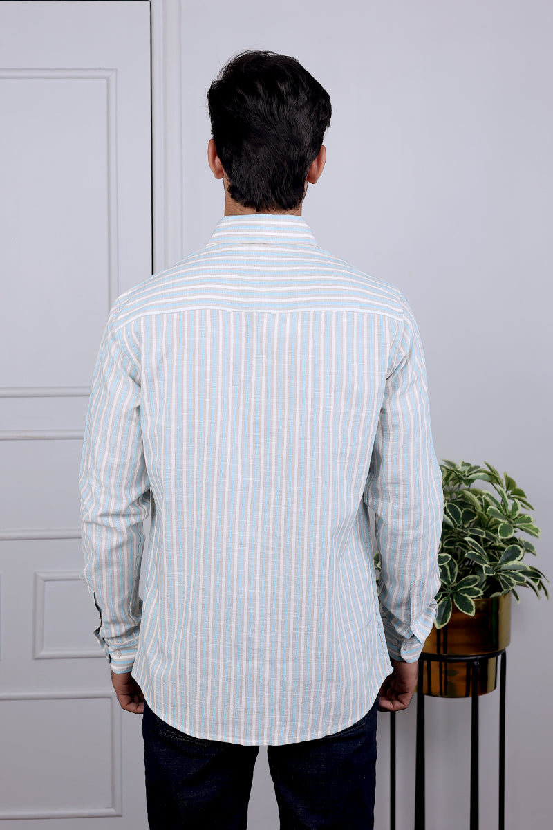 Grey Stripes South Cotton Shirt Full Sleeves MSHFS03247