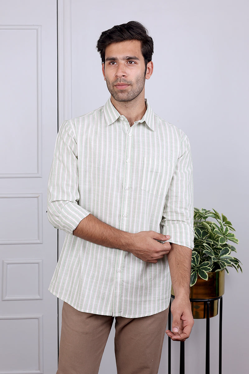 Grey Stripes South Cotton Shirt Full Sleeves MSHFS03248