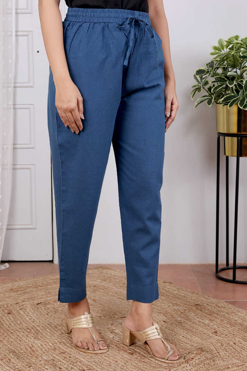 Buy Sky Blue Beige Kurta Plain Ankle Length Pant Set Handloom Cotton Block  Print Shorts for Best Price, Reviews, Free Shipping