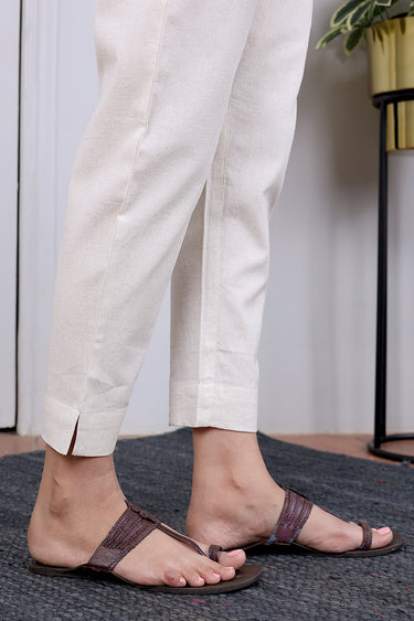 Natural Hand Dyed Cotton Flax Women Ankle Pant WAKPT252C52