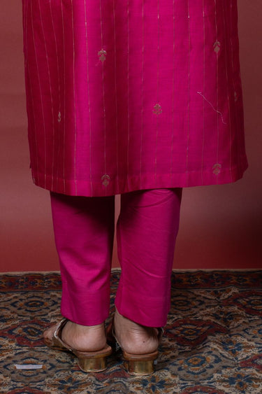 Jewel Pink Dyed Cotton Satin Women Ankle Pant