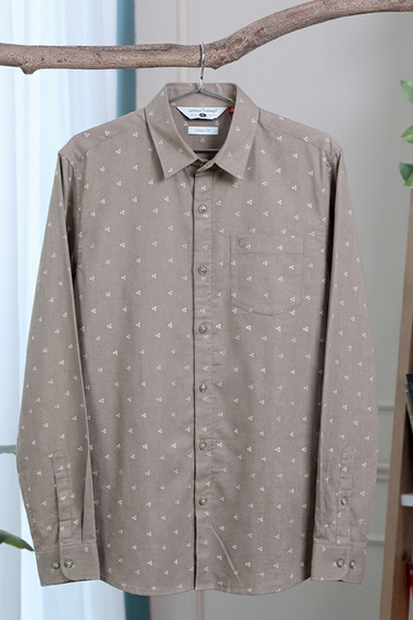 Cool Brown Sanganeri Natural Cotton Linen Men Shirt