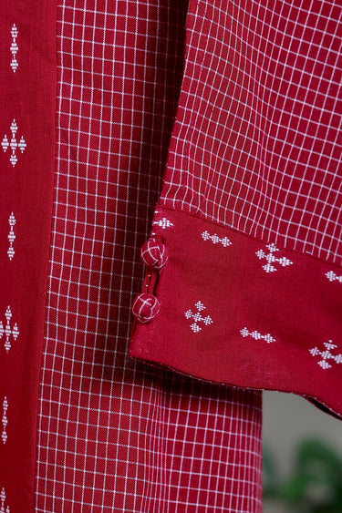 Maroon Dobby Checks South Cotton Women Long Kurta