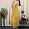 Mustard Ajrakh Cotton Women Midi Dress Sleeveless WDRSL09244.
