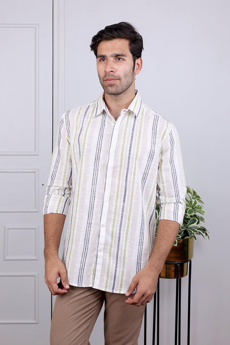 Off White Stripes South Cotton Shirt Full Sleeves MSHFS032413