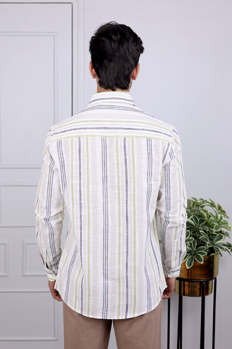 Off White Stripes South Cotton Shirt Full Sleeves MSHFS032413