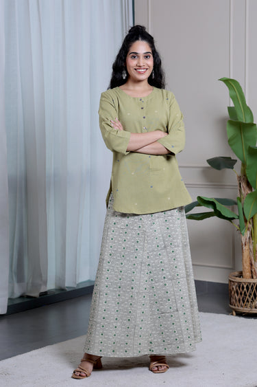 Olive Green Dobby South Cotton Women Kurti