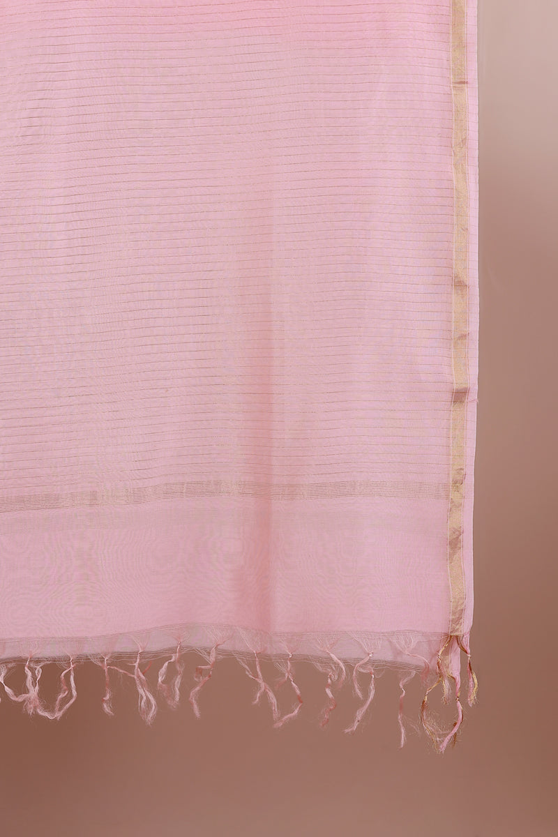 Pink Jaquard Banarasi Silk Dupatta