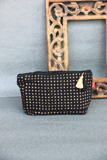 Polka Canvas Coin Pouch