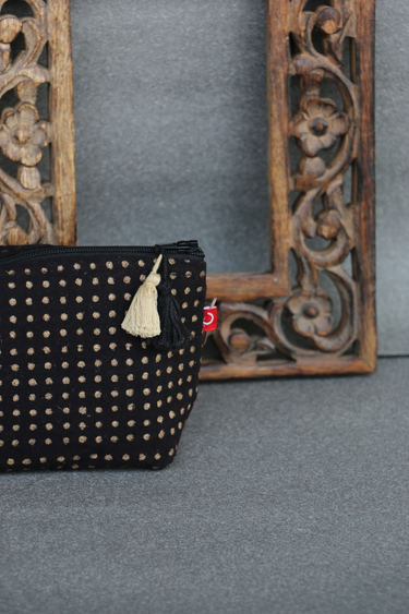 Polka Canvas Coin Pouch