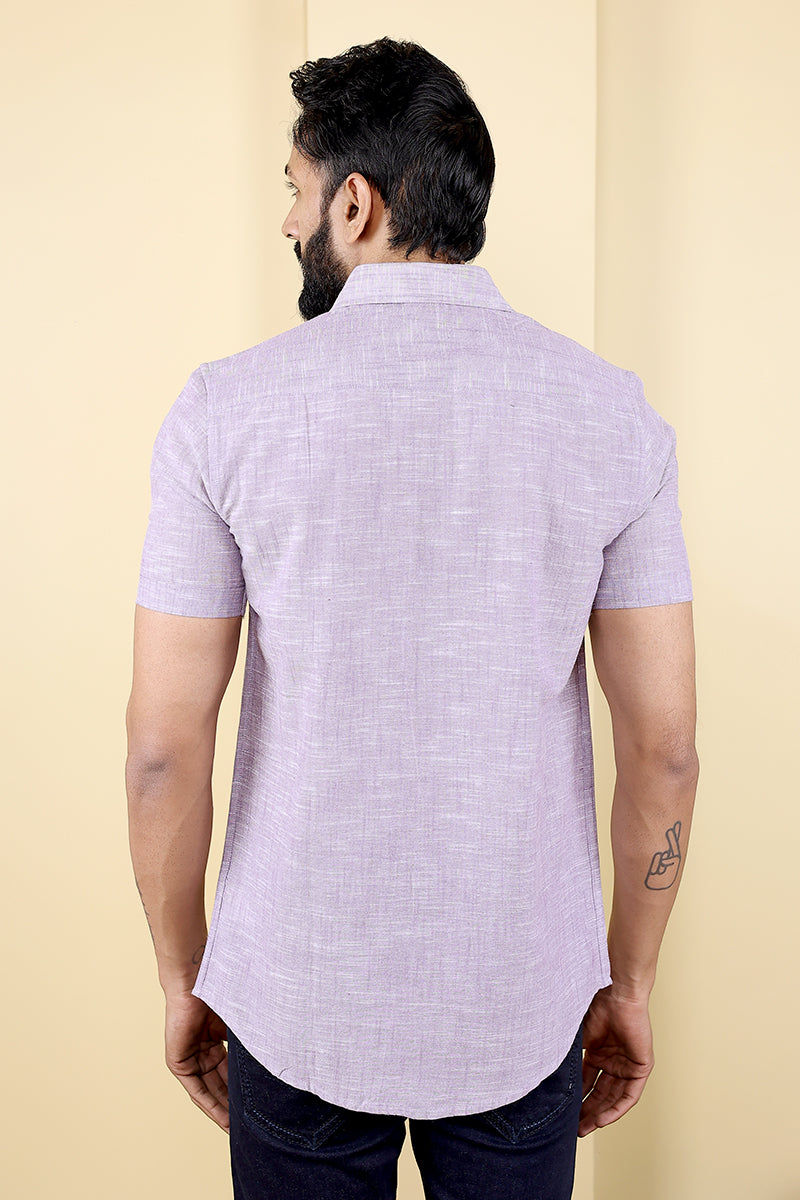 Purple Hand Dyed South Cotton Men Shirt Half Sleeves MSHHS03234