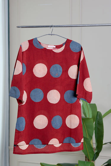 Rust Ajrakh Cotton Women Kurti