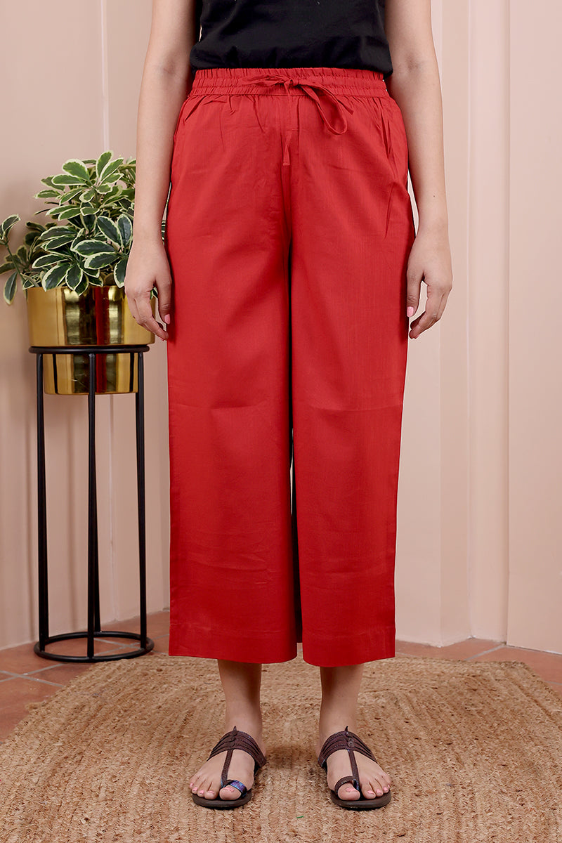 Rust Hand Dyed Cotton Women Flared Pant WFLPT10212