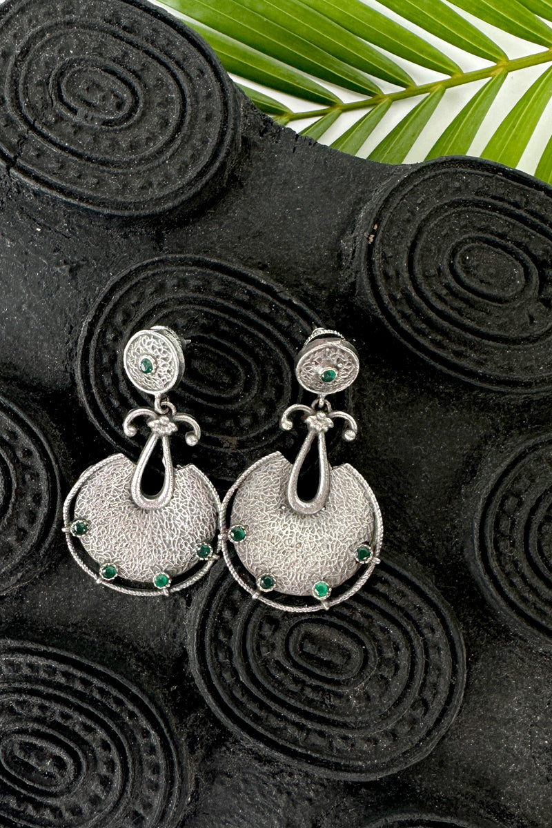 Silver Green Stone Dangler Earring EARNG0424182