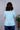 Sky Blue Hand Dyed Cotton Dobby Women Short Top Short Sleeves WSTSS05241