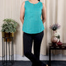 Turquoise Zari Stripes South Cotton Women Short Top Sleeveless WSTSL251C18.