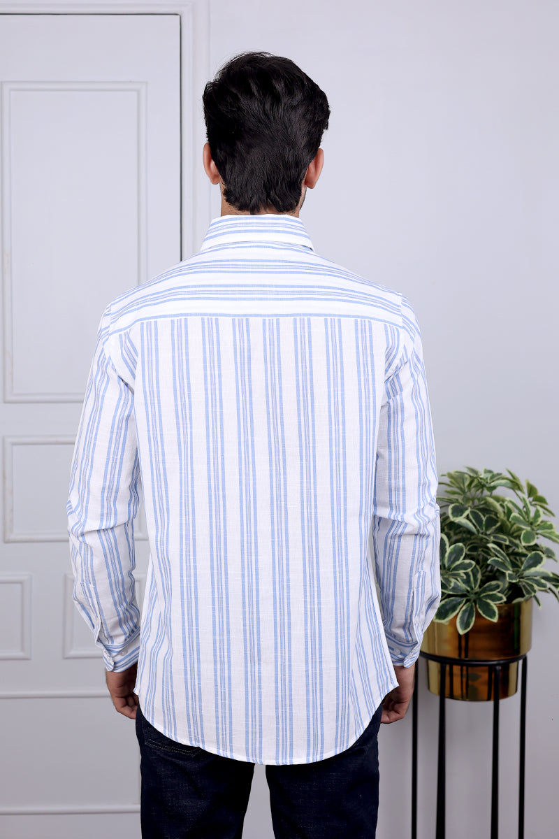White Stripes South Cotton Shirt Full Sleeves MSHFS032410