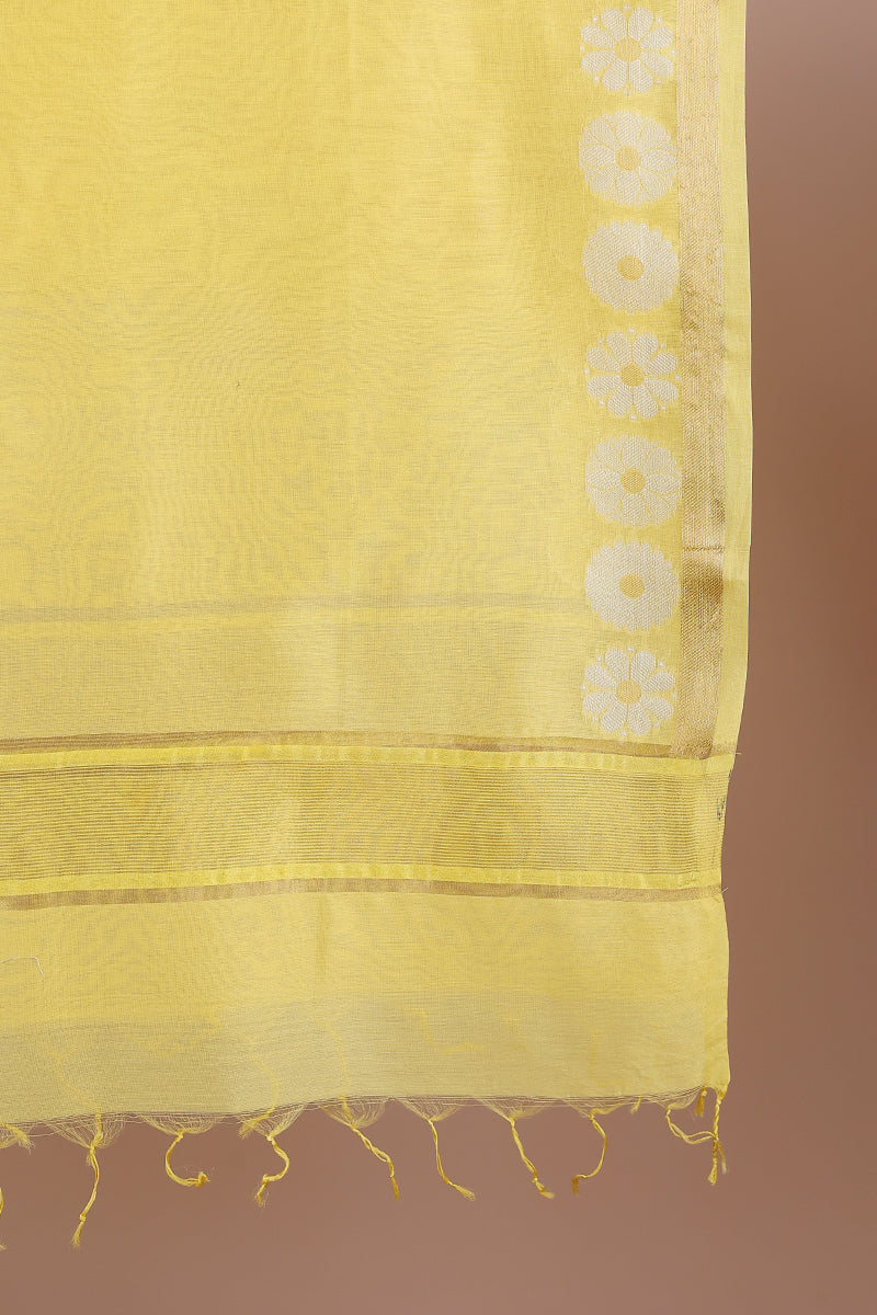 Yellow Jaquard Banarasi Silk Dupatta DUPAT102344