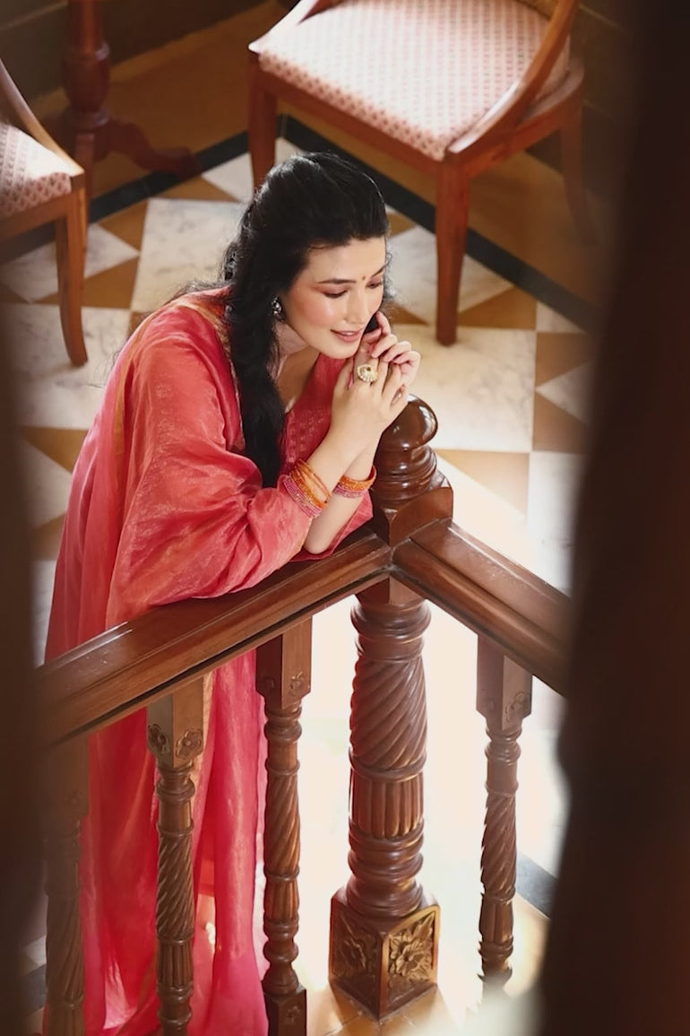 Chanderi Silk Women Long Kurta 
