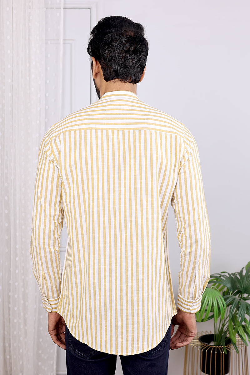 Beige Stripes South Cotton Men Shirt Full Sleeves (MSHFS08237) - Cotton Cottage (4)