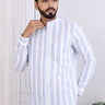 Blue Stripes South Cotton Men Shirt Full Sleeves (MSHFS08236) - Cotton Cottage (3)