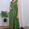 Green Dobby South Cotton Women Midi Dress Sleeveless (WDRSL05237) - Cotton Cottage (3)