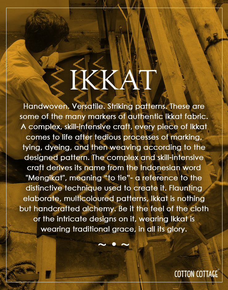 Ivory Single Ikkat 60 Cotton Men Short Kurta Full Sleeves (MSKFS062325) - Cotton Cottage (8)