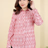 Peach Single Ikkat 60 Cotton Women Shirt Long Sleeves WSHLS03237 (3)