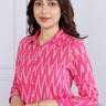 Pink Single Ikkat 40 Cotton Women Shirt Long Sleeves WSHLS03238 (1)