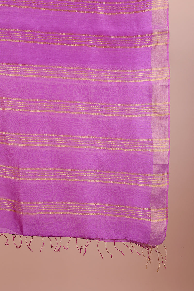 Purple Hand Dyed Chanderi Silk Dupatta (DUPAT042343) - Cotton Cottage (1)