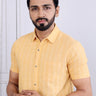Yellow Dobby South Cotton Men Shirt Half Sleeves (MSHHS082318) - Cotton Cottage (1)